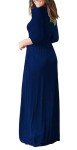Navy Blue 3/4 Sleeve Maxi Dress with Pockets