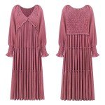 R.Vivimos Long Sleeve Flowy Maxi Dress - Dark Pink