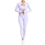 Workout Gym set for Women, align style, Fitness Sports Running Clothes Yoga Sportswear, 3 piece set. (Medium, Light Purple)