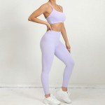 Workout Gym set for Women, align style, Fitness Sports Running Clothes Yoga Sportswear, 3 piece set. (Medium, Light Purple)
