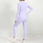 Workout Gym set for Women, align style, Fitness Sports Running Clothes Yoga Sportswear, 3 piece set. (Medium, Light Purple)