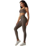 Seamless Workout Sets for Women Strappy Crisscross Sports Bras with Shorts Leggings 2 Piece Yoga Outfits Gym Tracksuit