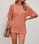 Women 's Casual 2 Piece Tracksuit Outfits Set Shirts Top Shorts Pants Workout Yoga Suit Bodycon Clothes