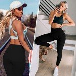 FULLSOFT 4 Pack Leggings for Women-No See-Through High Waisted Tummy Control Yoga Pants Workout Running Legging(4 Packs Black,Dark Gray,Wine Red,Navy Blue,Small-Medium)