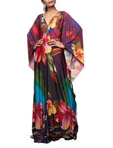 Plus Size Floral Caftan Swim Cover-Up Dress