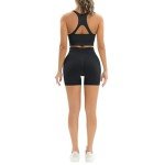 Workout Sets Two Piece Gym Outfits for Womens Yoga Clothes Seamless Racerback Sports Bra Tank Tops with Scrunch Biker Shorts