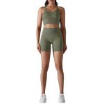 Womens Seamless Workout Sets Crisscross Strappy Sports Bra High Waist Booty Scrunch Shorts 2 Piece Gym Outfits