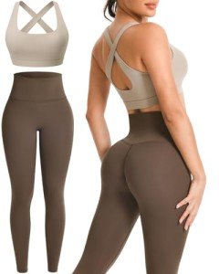 Two Piece Workout Sets for Women Teardrop Sleeveless Sports Bras High Waist Leggings Pilates Gym Yoga Outfits