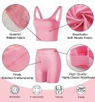 Women's 2 Piece Casual Workout Outfits Ribbed Knitted Yoga Tank Top High Waist Leggings Tracksuit Active Wear Sets, Bra and Shorts:pink, Medium
