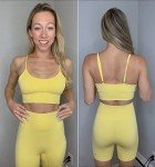 Seamless Workout Sets for Women 2 Piece Outfits High Waist Yoga Shorts Padded Sports Bra and Biker Short Set