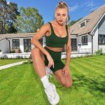 Workout Sets for Women 2 Piece Ribbed Seamless Yoga Outfits Crop Tank High Waist Exercise Shorts Sports Bra Tracksuits