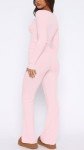 Dressmine Womens Pajama Set Long Sleeve Sexy V Neck Pj Set Y2K 2 Piece Lounge Set Workout Set Tracksuit for Yoga Gym Pink Medium