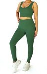 SRDX Women 2 Piece Seamless Workout Outfit Sports Bra tops gym Yoga Leggings Set, Green, Small/Medium