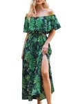 CUPSHE Women's Off Shoulder Tropical Maxi Dress