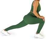 SRDX Women 2 Piece Seamless Workout Outfit Sports Bra tops gym Yoga Leggings Set, Green, Small/Medium