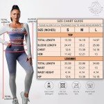 CORPOAMOR Women's Fitness Gym Outfit Yoga Crop Top & High Waisted Leggings Ombre 2 Pc Set, Navy / Grey, Small