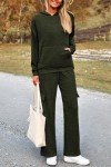 PRETTYGARDEN Women's 2 Piece Lounge Sets 2024 Fall Knitted Hoodie Pullover Tops Cargo Pants Matching Outfits Tracksuits (Army Green,Small)