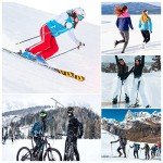 COOLOMG Women's Thermal Yoga Clothing Winter Baselayer Tops+Leggings Set Black