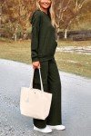 PRETTYGARDEN Women's 2 Piece Lounge Sets 2024 Fall Knitted Hoodie Pullover Tops Cargo Pants Matching Outfits Tracksuits (Army Green,Small)