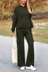 PRETTYGARDEN Women's 2 Piece Lounge Sets 2024 Fall Knitted Hoodie Pullover Tops Cargo Pants Matching Outfits Tracksuits (Army Green,Small)