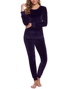 Totatuit Jogger Sets for Women 2 Piece Ladies Velour Tracksuit Long Sleeve Pajamas Lounge Set Sweatshirt Long Pant Workout Athletic Sweatsuit with Pockets Purple Medium