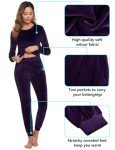 Totatuit Jogger Sets for Women 2 Piece Ladies Velour Tracksuit Long Sleeve Pajamas Lounge Set Sweatshirt Long Pant Workout Athletic Sweatsuit with Pockets Purple Medium