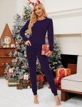 Totatuit Jogger Sets for Women 2 Piece Ladies Velour Tracksuit Long Sleeve Pajamas Lounge Set Sweatshirt Long Pant Workout Athletic Sweatsuit with Pockets Purple Medium