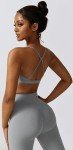 3 Piece Workout Sets for Women with Strappy Sports Bras High Waist Leggings Crop Top Jacket Gym Yoga Outfit, Light Gray, Small