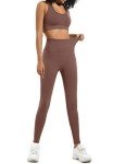 HAODIAN Women's Yoga Outfits 2 Piece High Waisted Leggings with Sports Bra Gym Clothes Sets, Brick Red, Small