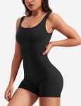 YEOREO One Piece Workout Jumpsuits for Women Backless Tummy Control Sleeveless Jumpsuits Lizvette V Back Scrunch Yoga Romper Black M