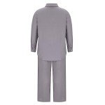 2 Piece Cotton Linen Outfits for Women Casual Lounge Sets Long Sleeve Buttons Shirts Plus Size Wide Leg Pants Sets