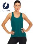 Fihapyli ICTIVE Womens Cross Backless Workout Tops for Women Racerback Tank Tops Open Back Running Tank Tops Muscle Tank Yoga Shirt Workout Tank Tops for Women Yoga Tops Active Tanks Dark Green M