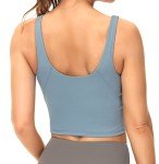 Dragon Fit Sports Bra for Women Longline Padded Yoga Bra Medium Impact Crop Tank Tops for Workout,Fitness,Running Demin Blue