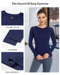 Ullnoy Long Sleeve Workout Tops for Women Dry Fit Yoga Athletic Running T Shirt Womens Long Sleeve Moisture Wicking Tee Shirt 3 Pack Black/Gray/Navy M