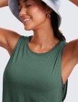 CRZ YOGA Pima Cotton Cropped Tank Tops for Women - Sleeveless Sports Shirts Athletic Yoga Running Gym Workout Crop Tops Graphite Green Medium
