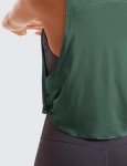 CRZ YOGA Pima Cotton Cropped Tank Tops for Women - Sleeveless Sports Shirts Athletic Yoga Running Gym Workout Crop Tops Graphite Green Medium