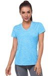 Cosy Pyro 3 Pack Women's Short Sleeve Dry Fit T-Shirts Moisture Wicking Athletic V-Neck Gym Tee Exercise Yoga Tops Azure/Rose/Blue XL