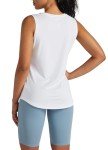 Willit Women's Workout Tank Tops Sleeveless Running Yoga Tops Quick Dry Active Shirts Gym Exercise Loose Fit White S