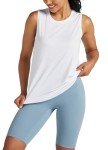 Willit Women's Workout Tank Tops Sleeveless Running Yoga Tops Quick Dry Active Shirts Gym Exercise Loose Fit White S