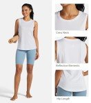 Willit Women's Workout Tank Tops Sleeveless Running Yoga Tops Quick Dry Active Shirts Gym Exercise Loose Fit White S
