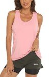 MOVEUP Womens Cross Back Racerback Workout Tank Tops Sleeveless Yoga Gym Fitness Shirts Fluorescent Pink