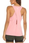 MOVEUP Womens Cross Back Racerback Workout Tank Tops Sleeveless Yoga Gym Fitness Shirts Fluorescent Pink