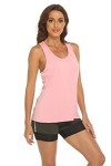 MOVEUP Womens Cross Back Racerback Workout Tank Tops Sleeveless Yoga Gym Fitness Shirts Fluorescent Pink