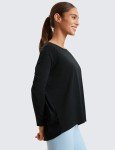 CRZ YOGA Long Sleeve Workout Shirts for Women Loose Fit-Pima Cotton Yoga Shirts Casual Fall Tops Shirts Black Medium