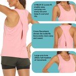 MOVEUP Womens Cross Back Racerback Workout Tank Tops Sleeveless Yoga Gym Fitness Shirts Fluorescent Pink