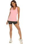 MOVEUP Womens Cross Back Racerback Workout Tank Tops Sleeveless Yoga Gym Fitness Shirts Fluorescent Pink