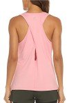 MOVEUP Womens Cross Back Racerback Workout Tank Tops Sleeveless Yoga Gym Fitness Shirts Fluorescent Pink