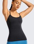 CRZ YOGA Seamless Workout Tank Tops for Women Racerback Athletic Camisole Sports Shirts with Built in Bra Black Medium