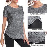 Deaviya Women's Sports T-Shirt Gym Tops, Short Sleeve Workout Casual Running Tops, Gym Yoga Sports Top,Fitness T-Shirts (CA/US, Alpha, Medium, Regular, Regular, Grey)
