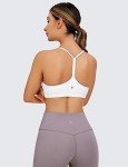 CRZ YOGA Butterluxe Womens Y Back Sports Bra - Padded Racerback Low Impact Spaghetti Thin Strap Workout Yoga Bra White Medium
